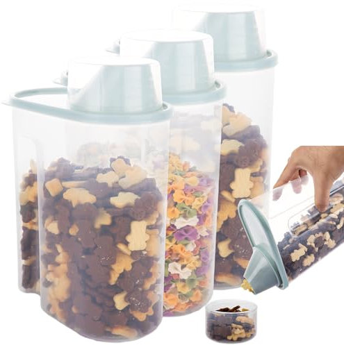 GBACHOOSE 3 Stück Vorratsdosen mit Deckel Luftdicht 2.5L, Müsli Aufbewahrung mit Messbecher, Hundefutter Aufbewahrung luftdichter Aufbewahrungsbehälter für Hundefutter, Katzenfutter, Getreide, Reis