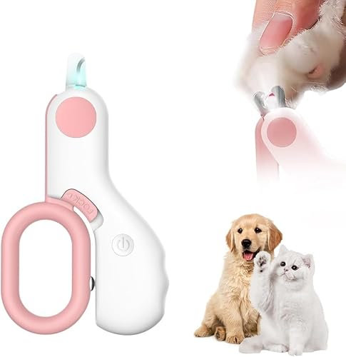 AOUZOVLI Krallenschere für Hunde,mit LED-Licht Krallenschere Katzen,Kratzfest Katzen Nagelschere,Professionelle UV-Lampeninspektion,Geeignet für Haustiere Unterschiedlicher Größe Hunde Nagelschere