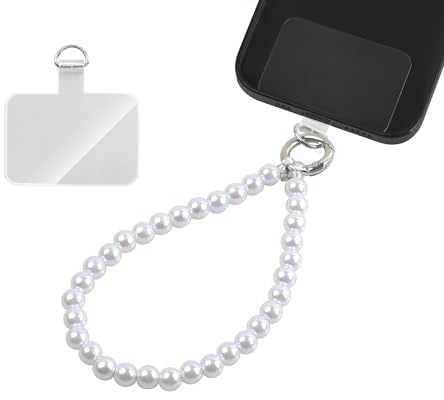 GD GOOD.designs Handykette kurz mit Perlen | Handyband Handschlaufe mit Patch für Handyhülle | Smartphone Lanyard für iPhone & Android | Länge 24 cm