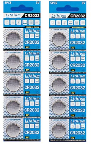 MUNDDY - Pack de 10 Pilas de Boton en Blister Pila Boton Litio CR2032 3V