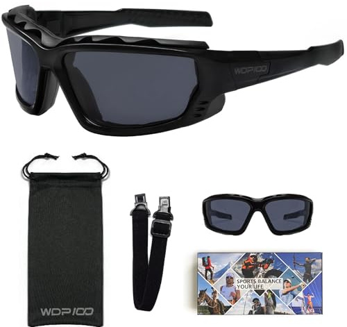 WDP100 Motorradbrille mit Schaumstoffdichtung und Halteband für Motorradfahren Powersports UTV ATV Offroad Winddichte Schutzbrille mit klarer Sicht für Herren und Unisex