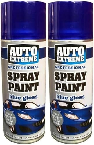 MIXEL Blue Gloss Spray Paint, Easy To Apply, Long-Lasting, Perfect For DIY Projects, Home Décor, Crafts, Wood, Metal, Plastic, Ideal For Indoor And Outdoor Use, 400ml, (2 Pcs)