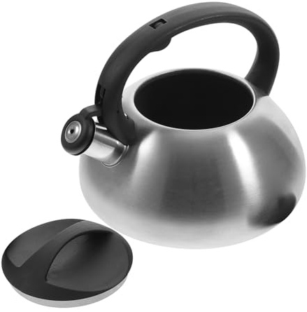 HOLIDYOYO 3l Whistling Tea Kettle Stainless Steel Ergonomic Handle Printed Pattern Suitable for Gas Stoves for Drinks Making and Office Use