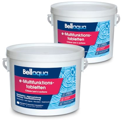 Bellaqua e-Chlor-Multitabs Pool - 2 x 3kg - 200g Chlortabletten für Pool - Desinfektion, Algenverhütung, Flockung, Chlorstabilisierung