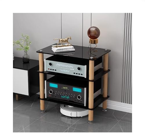 Mueble hifi Gabinete estéreo AV, soporte de rack de audio, torre, estanterías de audio y video, torre de audio, soporte para tocadiscos para reuniones, salas de estar y salas de grabación(Nero,60x40x6