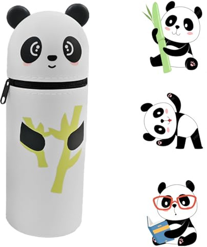 Miaherry Kawaii Federmäppchen für Kinder - Großes Mäppchen für die Schule Panda Reißverschluss Silikon Mäppchen für Jungen Mädchen Teenager Jungen Einschulungsgeschenke für Schulkind