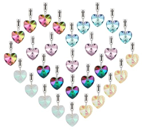 PH PandaHall 30 Stück Herz Glasanhänger 6 Farben Facettierte Herzanhänger Kristall-Anhänger mit Bügel Aufhänger Liebe Anhänger Charms für Sommer Halskette Armband Ohrring Schmuck machen Geschenke