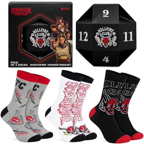 Stranger Things Calzini Uomo e Adolescenti, EU 40-45, Pacco da 3 Morbido Casuale Traspirante Calze Calde, Regalo Uomo