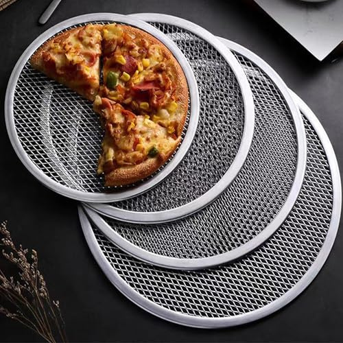 HUSHAX Plateau à Pizza Anti Adhésif, Plateau à Cuisson à Pizza Circulaire, Cuisson à Domicile En Aluminium, Conception En Maille De Nid d'Abeil De, Lave Vaisselle Lavable