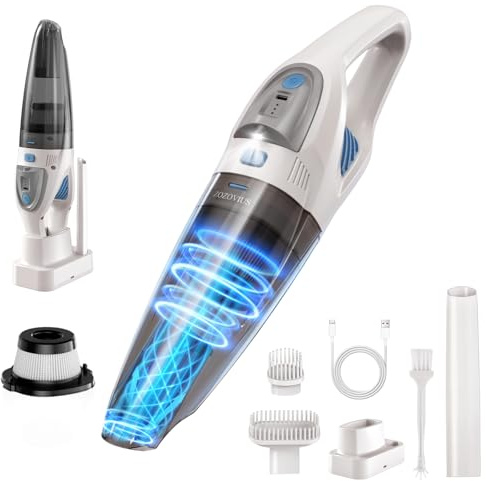 zozovius Handheld Vacuum Cleaner 22000PA Powerful Suction Brushless Motor with Charge Stand Lightweight Car Vacuum Cleaner Cordless Rechargeable for Car Home Kitchen