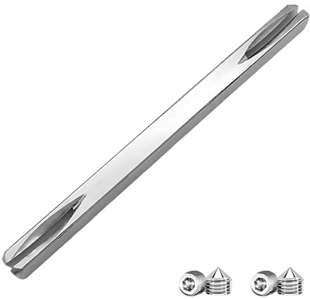 Nevoluxer Perno Cuadrado 8 mm x 150 mm para Picaportes - Barra de Husillo para Puertas con 4 Tornillos M6 - Pieza de Repuesto para Cerraduras de Puertas Interiores