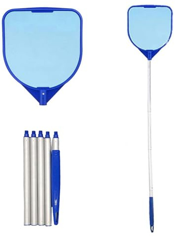 Teleskopischer Poolkescher | feines Netz für Schmutz | Stange aus Aluminium | für Spa, Teich und Teich