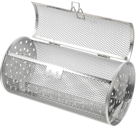 FUTUREORYY Rotisserie Oven Cage Stainless Steel Rotating Grill Basket for Even Heating Multi Purpose Baking Drum for Nuts Meat and Fruits Compatible with Electric and Air Fryer Ovens