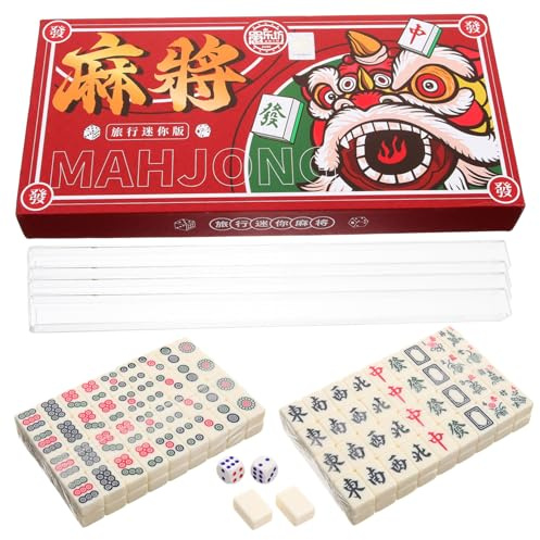 SUPVOX Mahjong Design, Accessories Chinese Portable with Set Mini Complete Reaction Melamine and Pvc Material, Creative to Improve Ability, for Travel and Outdoor Entertainment