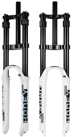 HZXQCVB 26/27,5/29 Downhill Mountainbike-Luftgabel 1-1/8 Gerades Rohr Doppelte Schulter Federgabel 140 Mm Federweg Schnellspanner 9x100mm(White,26'')