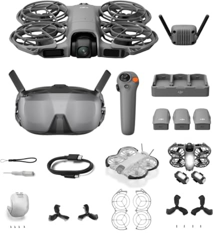 DJI Neo 2 Motion Fly More Combo Bundle mit Zubehör, 4K Drohne für Einsteiger mit RC Motion 3 und Goggles N3, Stabile Übertragung mit Digitalem Sendeempfänger, FPV-Flug, 3 Akkus (Bundle 2)
