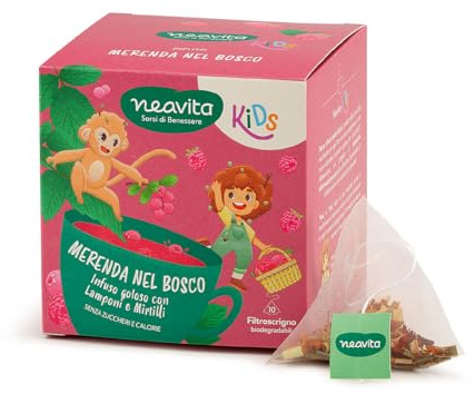 Neavita Kids Merenda nel Bosco Infuso Lampone e Mirtilli per Bambini 10 Filtri
