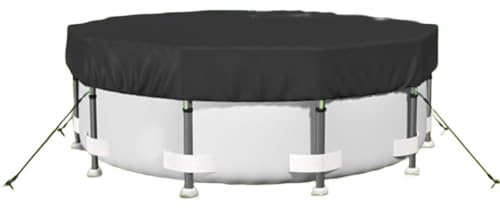 Lawnoval Round Above Ground Pool Cover with Nails and Drawstring, 420D Oxford Fabric, Windproof and Waterproof, Frame and Hard-Wall Pools, for Black, 8ft 8ft