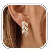 CASSIECA Ohrclips Damen Ohne Ohrlöcher 14K Gold Perlen Zirkonia Clip Ohrringe Ohne Ohrlöcher für Bräute Brautjungfern Brillante Ohrclips Ohrschmuck