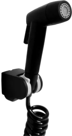 Kit rubinetto bidet con pulsante for WC da bagno a doppia funzione, in acciaio inox, nero, montaggio a parete BL707(Set a)