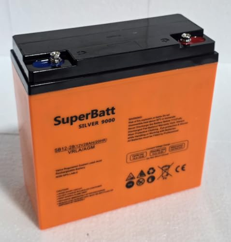 SuperBatt SB12-28 12V 28AH (17AH 18AH 19AH 20AH 21AH 22AH 24AH) Sealed Rechargeable VRLA AGM Battery - L 181mm X W 77mm X H 177mm