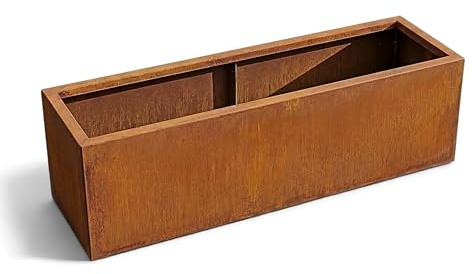 Czaja Cortenstahl Pflanzkübel Oleandro 100x30x30 cm - rechteckig - ohne Bodenplatte Rost Deko Blumenkübel quadratisch – wetterfest & langlebig – Garten Terrasse – Edelrost Pflanzgefäß