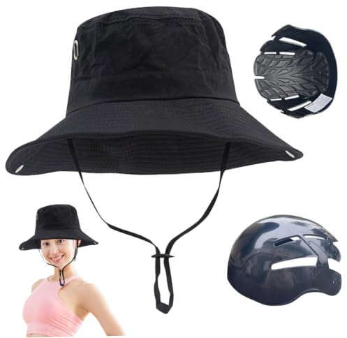 Sombrero de pesca Gorra contra golpes, sombreros para el sol con inserto de tapa contra golpes Sombrero para senderismo UPF 50+ Cubo de ala ancha con correa ajustable para la barbilla Protección
