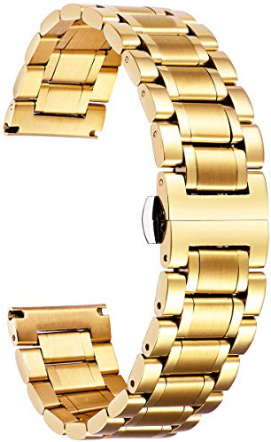 BINLUN Edelstahl Uhrenarmband 12/14/16/18/19/20/21/22/24mm Metall Ersatzarmband für Smartwatch Schnellwechsel, gerades & gebogenes Ende Damen&Herren