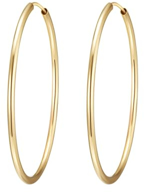 Rafaela Donata Damen-Creolen 925 Sterling Silber 40mm rund gelbvergoldet - Basic Ohrringe für Damen Silberohrcreolen Groß