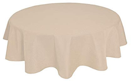 Tischdecke Leinenoptik Leinen Lotuseffekt Wasserabweisend Lotus Rund Ø160 Sand