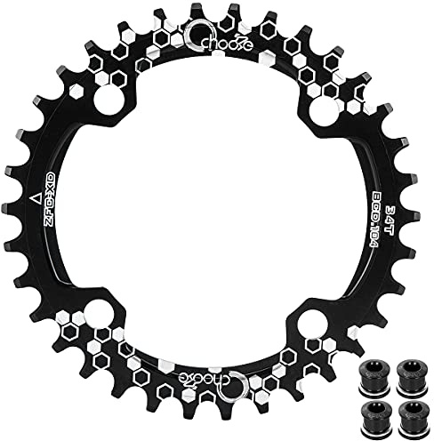 EASTERN POWER Plato Bicicleta Montaña, Plato 30/32/34/36/38 Dientes BCD 104, Aluminio Monoplato 30T/32T/34T/36T/38T MTB, Rojo/Negro