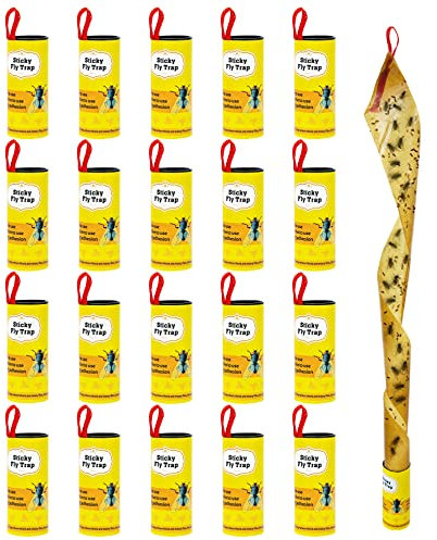 Dwcom - Lote de 20 trampas de mosca para cocina, atrapasueños de cinta adhesiva, tiras de papel para interiores