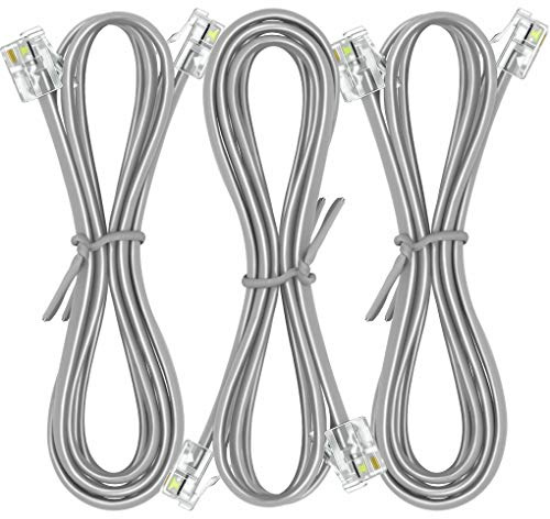 NECABLES 3Pack Phone Cord 6ft Telephone Cord Phone Cable RJ11 6P4C Male to Male for Landline and Fax - 6 Feet