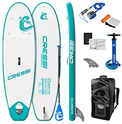 CRESSI iSUP Hydrosports ELEMENT Aufblasbares Stand Up Paddle Board Set– Komplettset mit Pumpe, Paddel und Rucksack – Stabiles Allround SUP Board für Meer, See und Fluss, Ideal für Familie und Anfänger