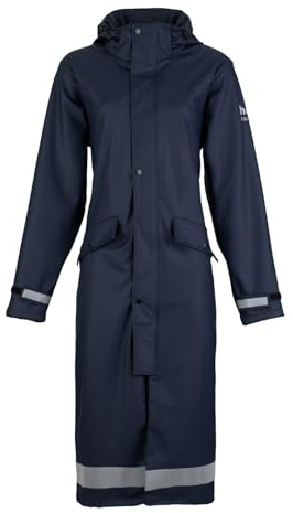 HORZE Damen Regenmantel lang Hazel, Regenjacke Reiten mit Schlitzen und reflektierenden Streifen