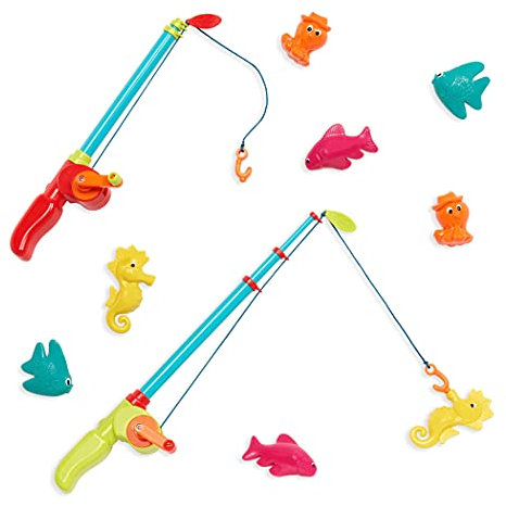 B. toys Magnetisches Angelspiel Wasser, Kinderangel 80 cm für drinnen und draußen, Angelset mit 2 Angeln und Fischen für Kinder ab 3 Jahren, Badewannenspielzeug und Pool Spielzeug (10 Teile)
