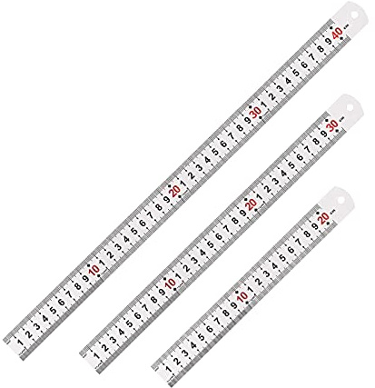 Hwtcjx Metall Lineal, edelstahl lineal, 3 Stück stahllineal, Hergestellt aus strapazierfähigem Edelstahl, mit zwei Maßstäben in Zoll und Zentimetern, für Ingenieurwesen, Unterricht (20cm, 30cm, 40cm)