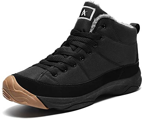 Azooken Vinterskor herr dam varma vandring vandringskängor snö stövlar vattentäta vinterstövlar 36–48, Elegant svart, 42 EU