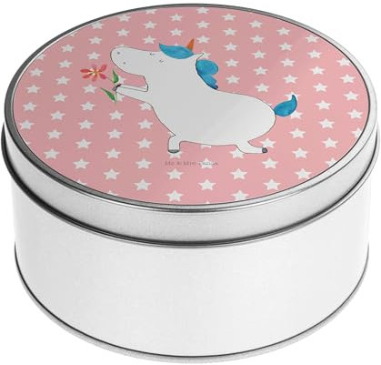 Mr. & Mrs. Panda Blechdose rund Einhorn Blume - Geschenk, Heiratsantrag, Einhörner, Einhorn Deko, Aufbewahrungsbox, Verlobung, Antrag, Ehe,