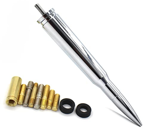 Chrome Stubby Antenna mast 50 Cal Fit for car Track Antenna Delete Replacement, Ford F150 F250 F350 RAM 1500 2500 GMC Denali Chevy Pick-up