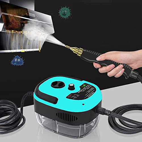 Ailgely Dampfreiniger, 2500W Tragbarer Dampfreiniger Handgerät, Hochtemperatur-Druckdampfreinigungsmaschine mit Bürstenköpfen, für Küchenmöbel Boden Badezimmer Auto Fenster Teppiche (EU Plug, Blue)