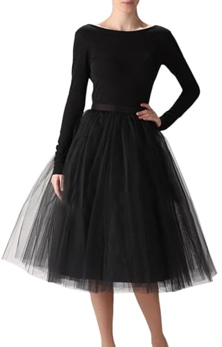 Tüllrock Damen Midi Retro 50er Rockabilly Rock Hohe Taille Tutu Rock Petticoat Unterrock Rock Tüll Unterrock Damen Lang Marienkäferkostüm Damen