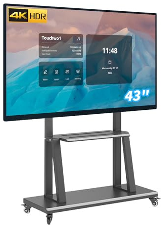 TouchWo Monitor touchscreen intelligente da 43 pollici, lavagna interattiva 4K, PC touch panel Windows 10 Pro All-in-One per ufficio, classe