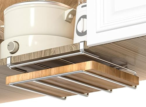 Generico Supporto per tagliere sotto il mobile, porta taglieri sotto il mobile | Supporto per tagliere sotto il mobile | Organizer multiuso per taglieri con gancio per utensili da cucina