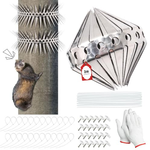 JUNUNDJING Marderschutz Fallrohr 300CM, Marderabwehr Fallrohr, Marderschreck,Fallrohrschutz Marderschutz Dachrinne, Für Marderfalle Marderschreck Dachboden Baum, Kann Geschnitten Werden