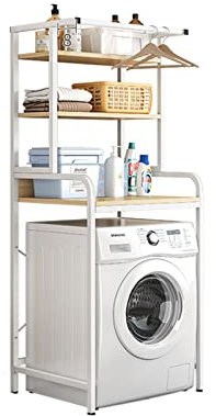 Generisch Lagerregal für die Waschmaschine, Lagerregal über der Toilette für das Badezimmer, platzsparend, für Waschküche, Regaleinheit, Platz für Pflanzen im Wohnzimmer, Weiß, Schwarz.