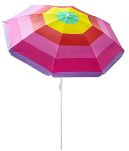 AAMEN Beach Parasol Umbrella, Portable Sun Shade, Multi-Colored, Tilting Function, Garden/Beach/Pool/Patio Umbrella