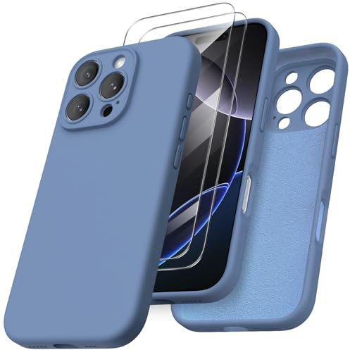 ORNARTO für iPhone 16 Pro Hülle mit 2 Schutzfolien, Französisch Blau