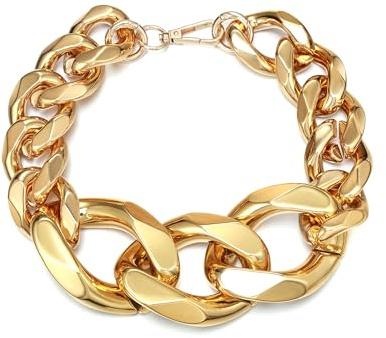 Clearine Punk Cuban Chunky Kandare Kette Halsketten für Damen, vergoldet schicke leichte stapelbar Schloss Choker Halskette für Kostüm Partei Prom Hiphop Zubehör