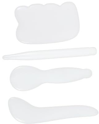 KOMBIUDA 4stücke Natürlicher Jade Massageroller Für Körper Jade-körpermassagegerät Mit Glatten Kanten Weißer Gua Sha Werkzeuge Für Gesicht Und Körper